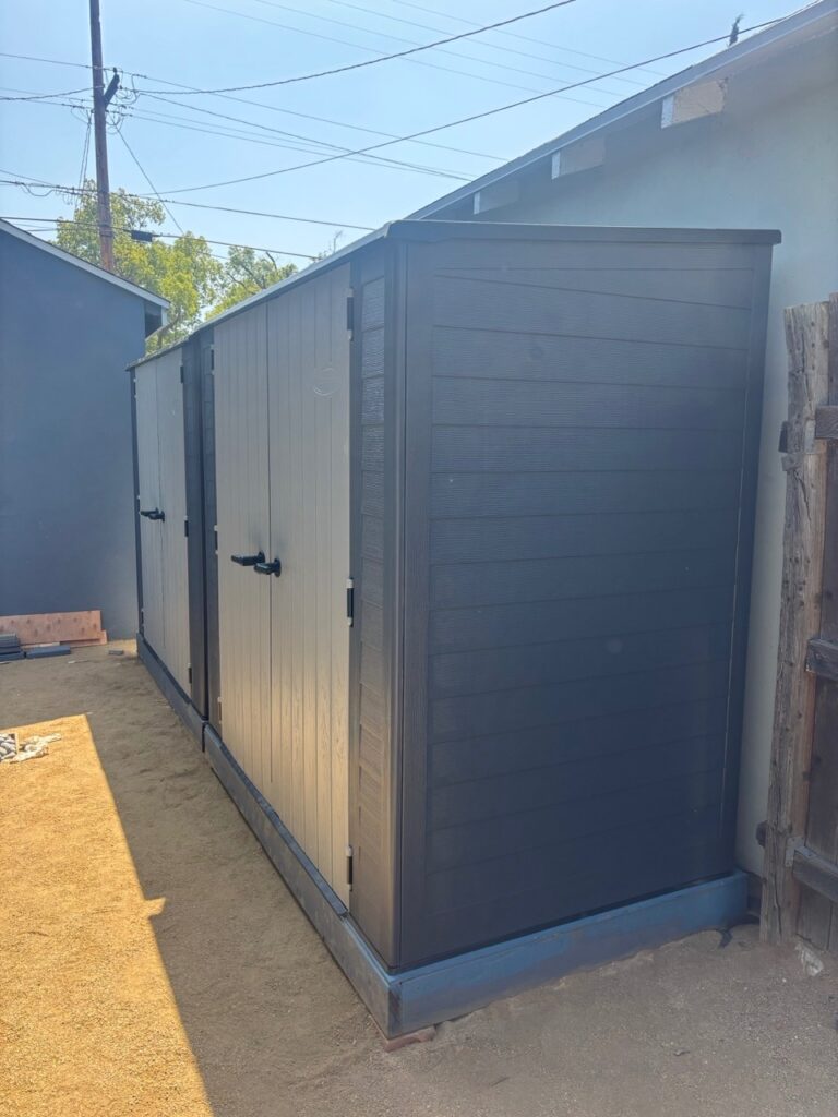 Outdoor Storage Shed Installation on a Reinforced Wooden Base