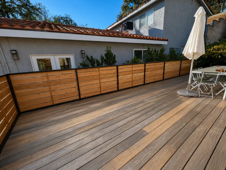 View from the upper deck with built-in planters — Los Angeles