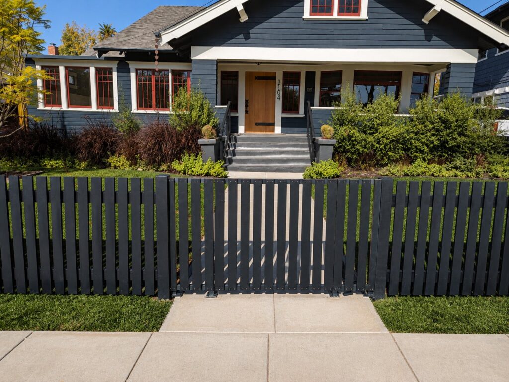 Cedar front yard fence with black paint finish — Los Angeles by ProHands