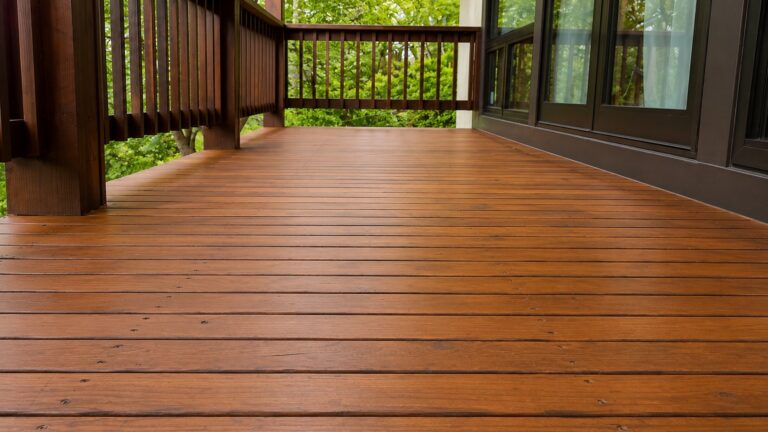 Corner view of premium hardwood deck on LA hillside