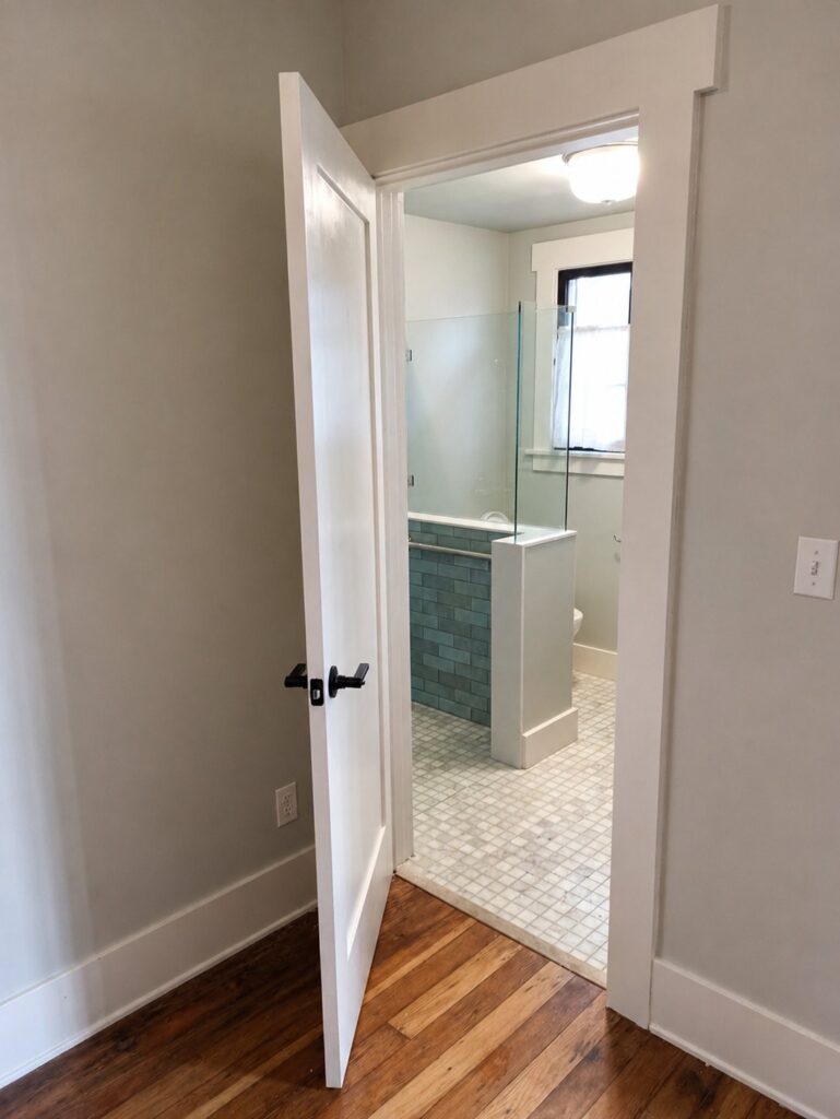 Shaker interior doors with custom craftsman header molding — Los Angeles by ProHands