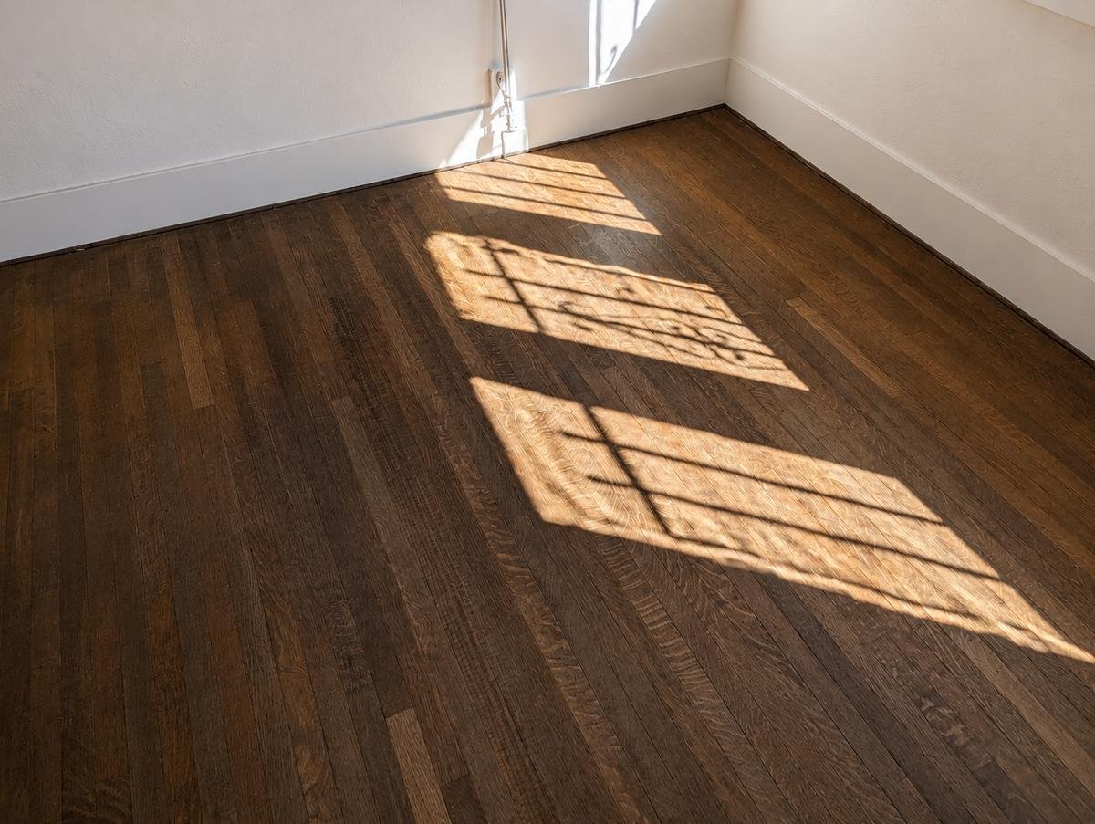 Restored oak parquet floor with dark stain in Los Angeles — ProHands